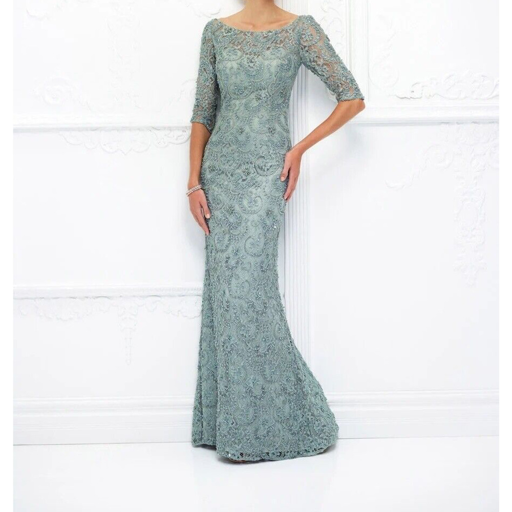 Ivonne D Exclusively for Mon Cheri 118D06 Dress Sz. 16W SAMPLE Sea Foam - Picture 3 of 8